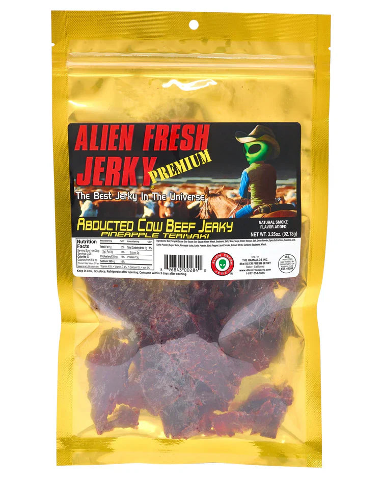 ABDUCTED COW PINEAPPLE TERIYAKI BEEF JERKY- ALIEN JERKY