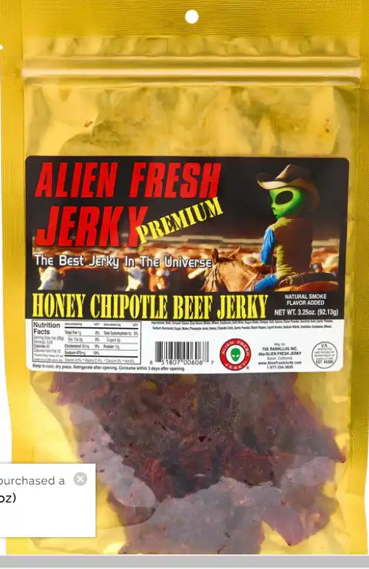 HONEY CHIPOTLE BEEF JERKY- ALIEN JERKY