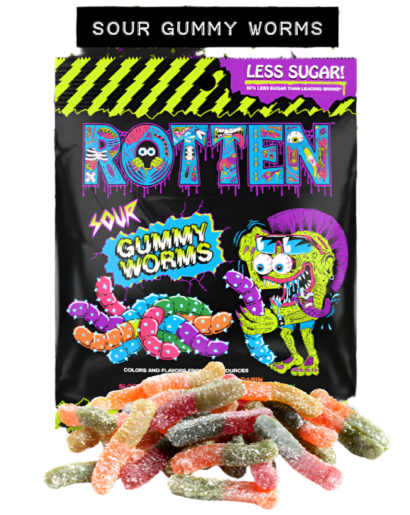 sour gummy worms (rotten)