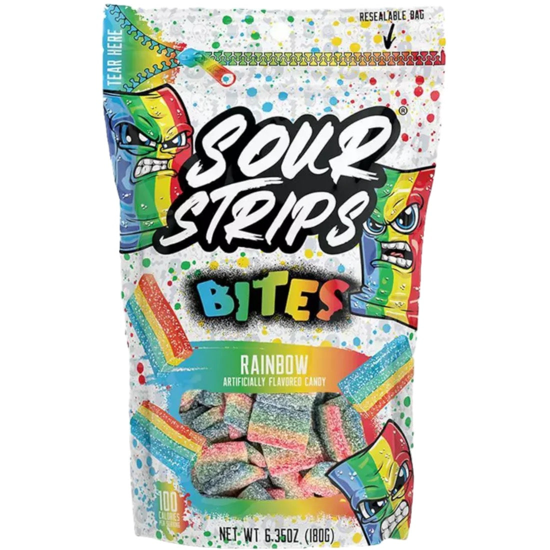 Sour Strips Rainbow Bites 6.35 oz 150 units / 15 trays 10 units per tray