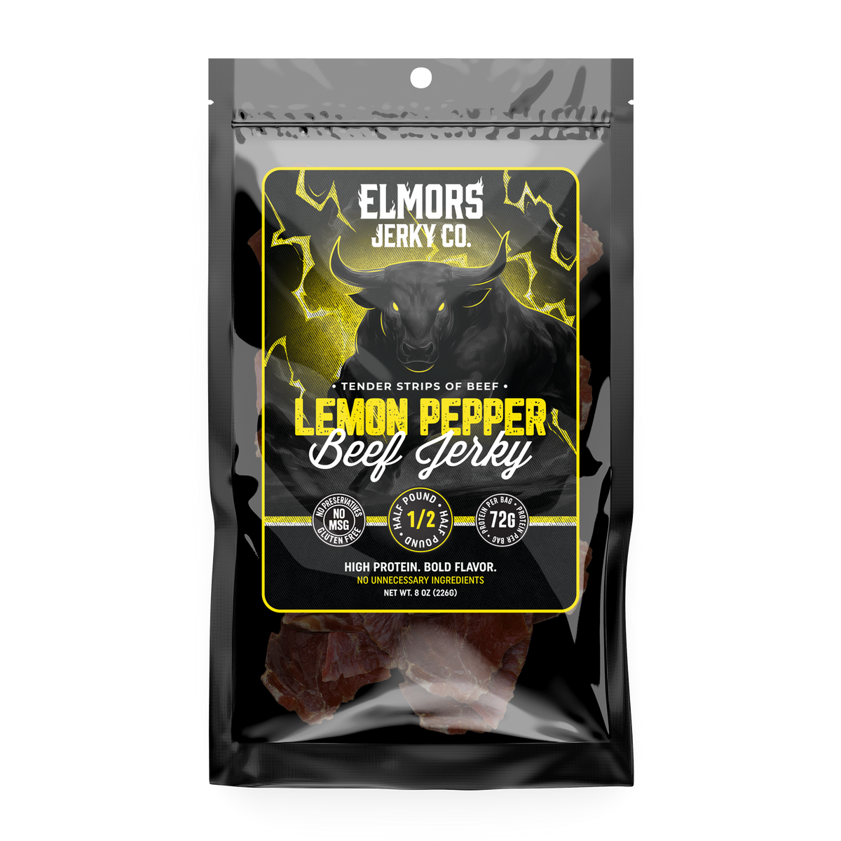 Elmors Jerky co Lemon Pepper 8oz HALF POUND