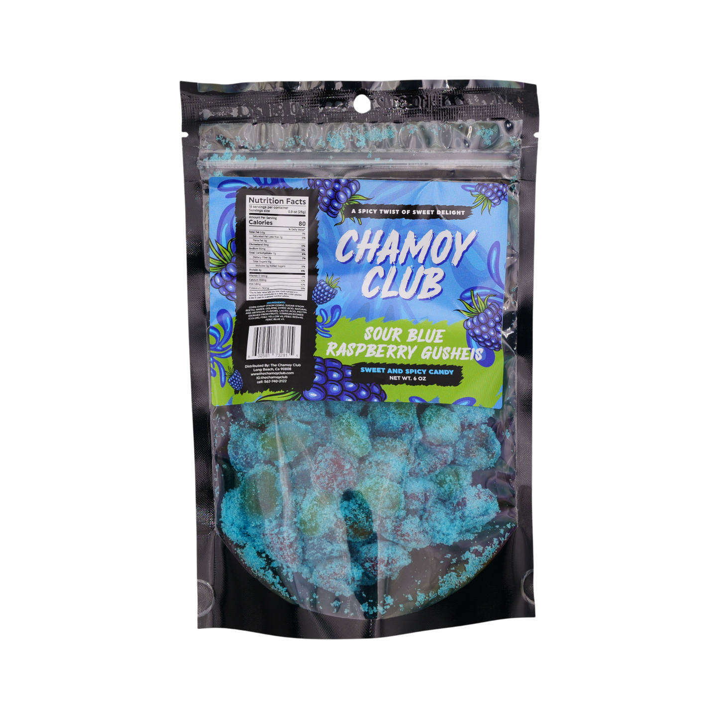 Chamoy Club – Sour Gushies Blue Raspberry | 12-Count