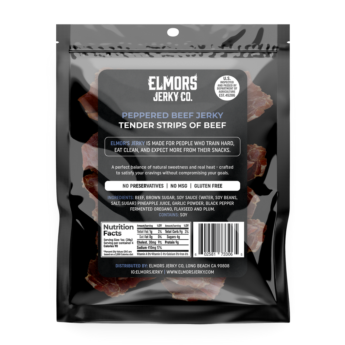 Elmors Jerky co Peppered 4oz