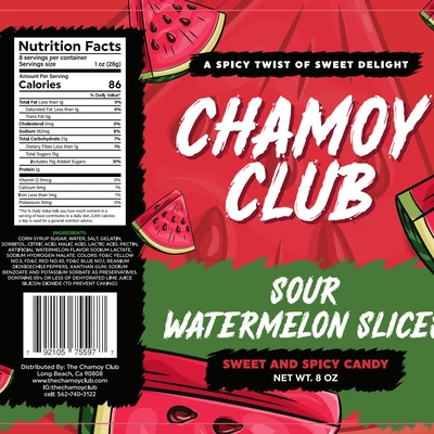 Sour Watermelon Slices Chamoy club 25 count