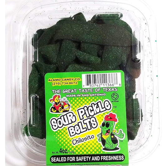 Sour Pickle Belts Tub- Alamo Candy Count 24