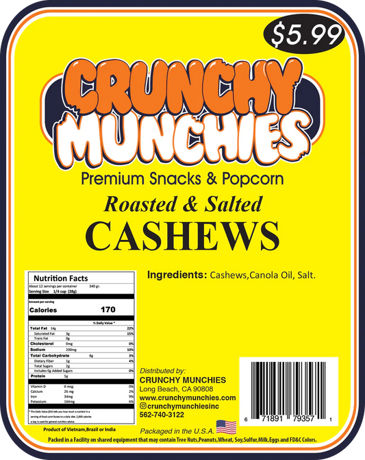 Cashews Roasted & Salted Crunchy Munchies 12.oz