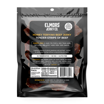 Elmors Jerky co Honey teriyaki 4oz