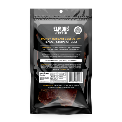Elmors Jerky co Honey teriyaki 8oz HALF POUND