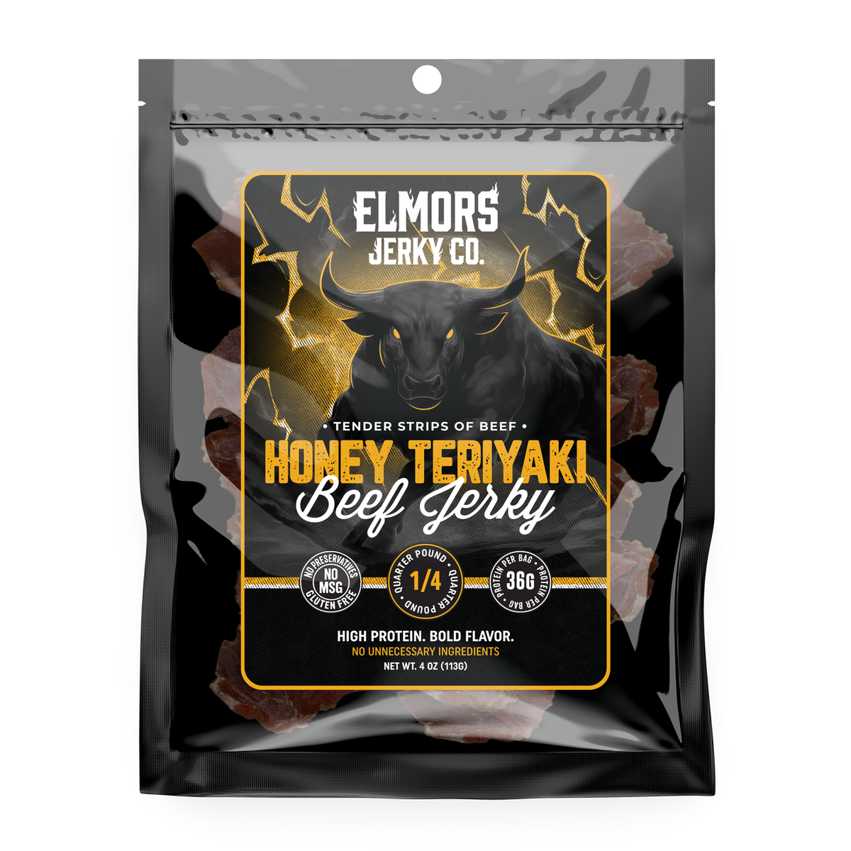 Elmors Jerky co Honey teriyaki 4oz