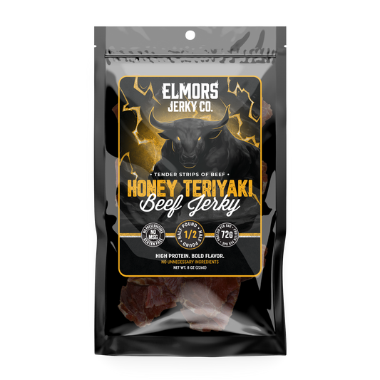 Elmors Jerky co Honey teriyaki 8oz HALF POUND