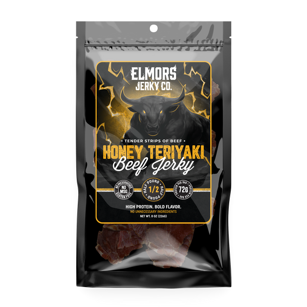 Elmors Jerky co Honey teriyaki 8oz HALF POUND