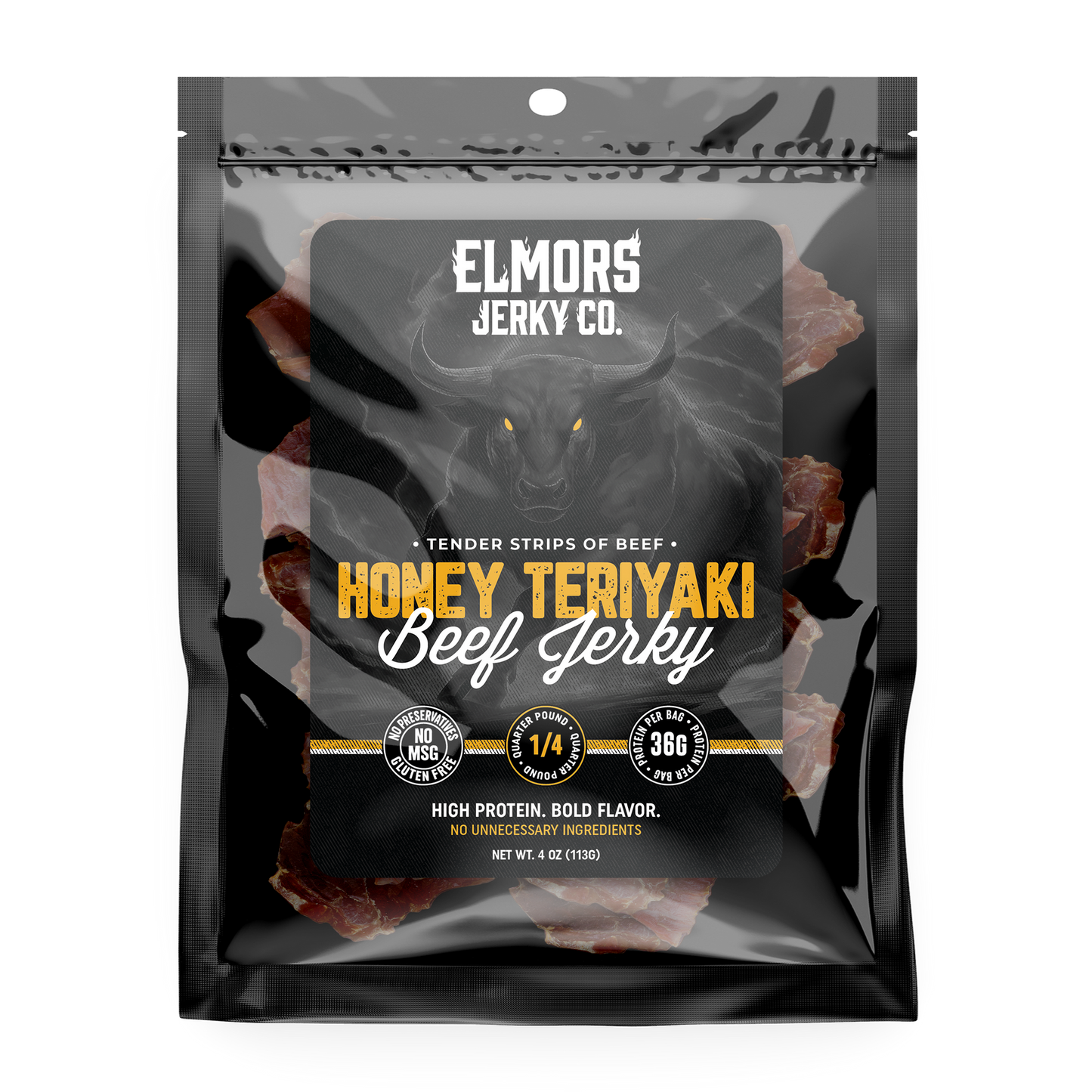 Elmors Jerky co Honey teriyaki 4oz