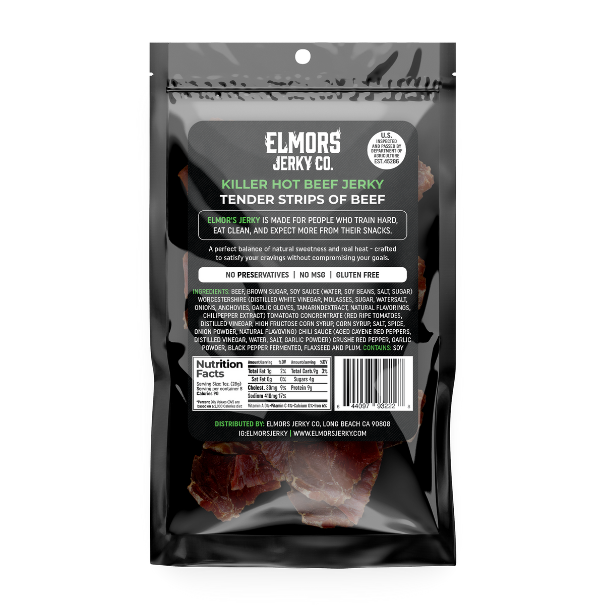 Elmors Jerky co Killer hot 8oz HALF POUND