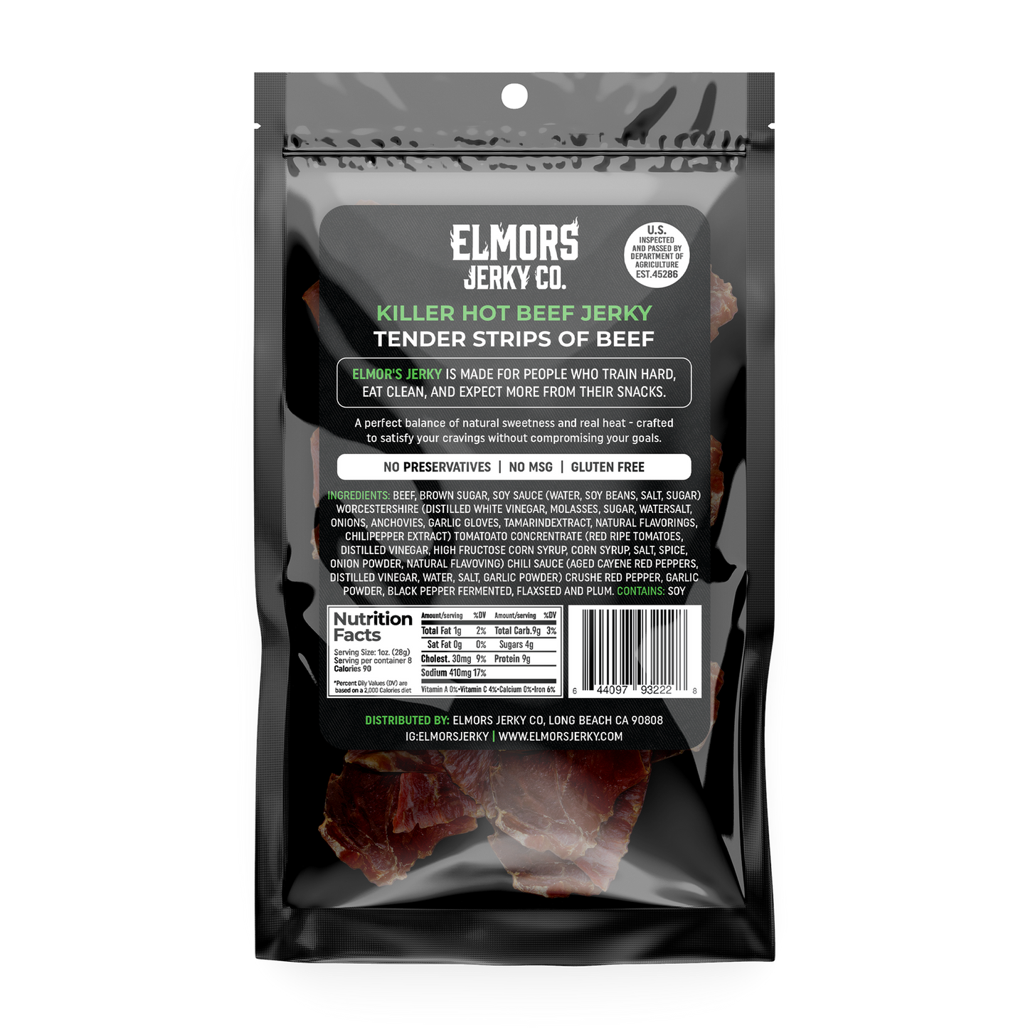 Elmors Jerky co Killer hot 8oz HALF POUND