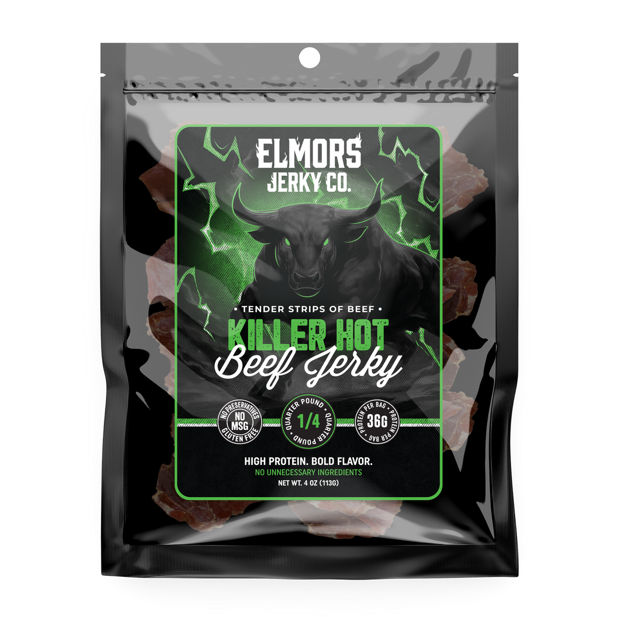 Elmors Jerky co Killer Hot 4oz