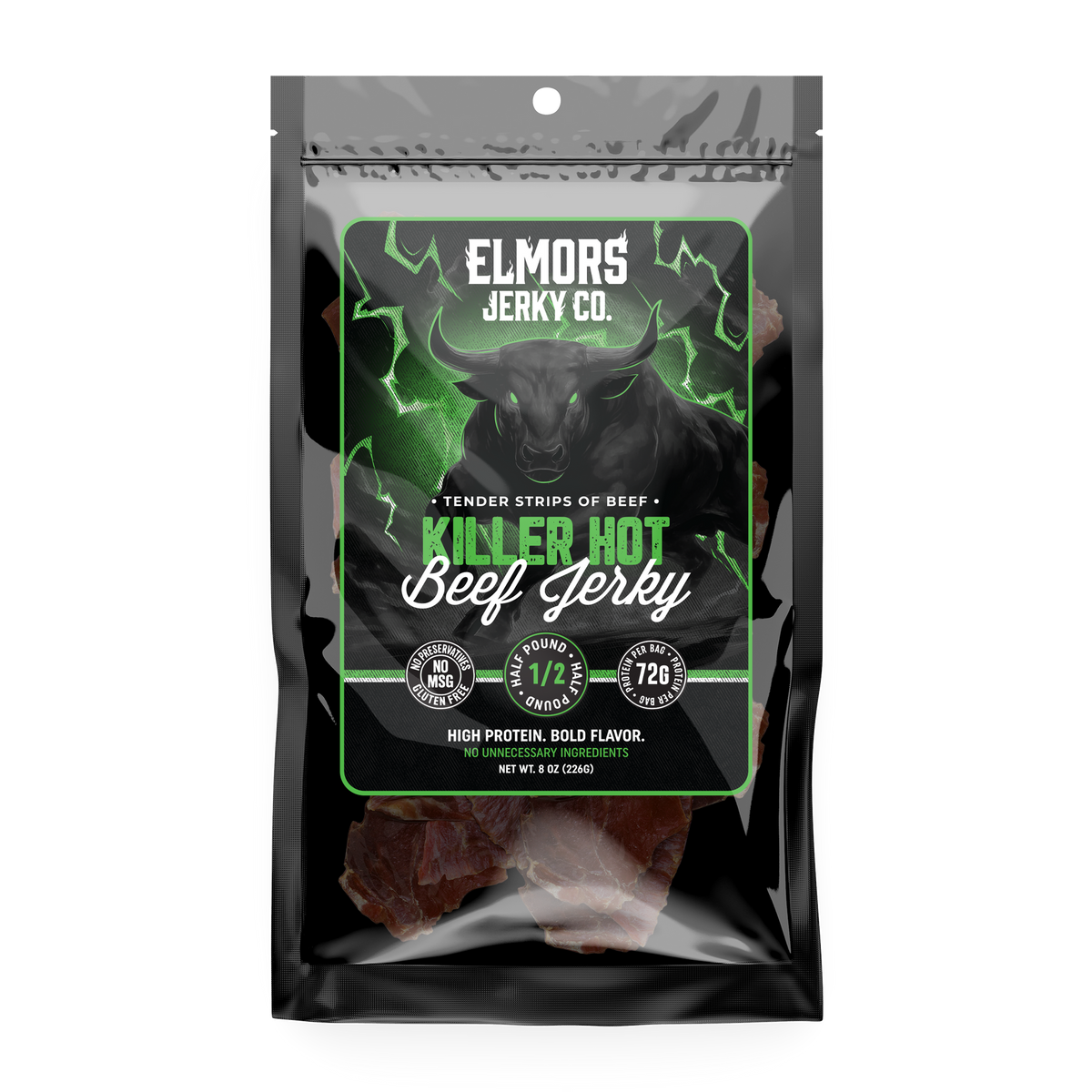 Elmors Jerky co Killer hot 8oz HALF POUND