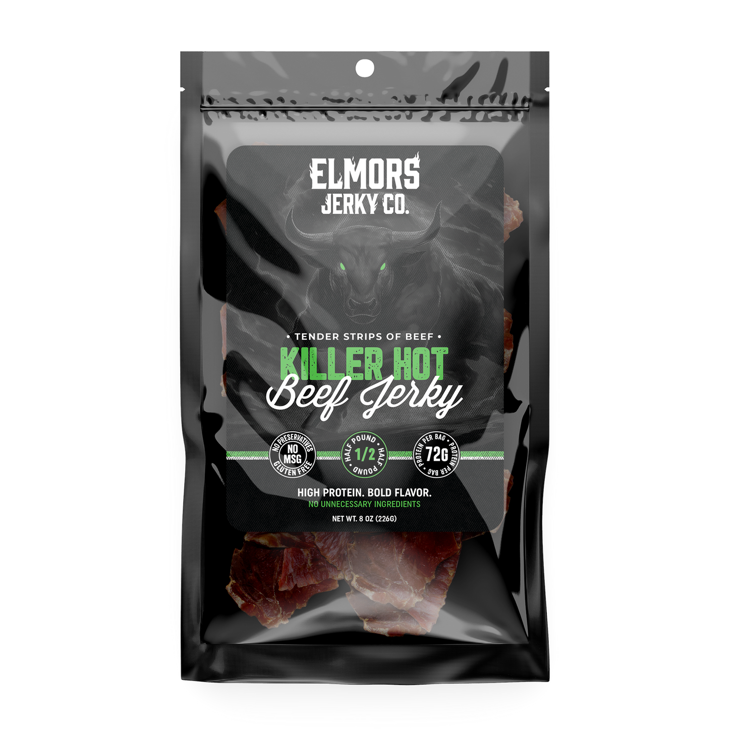 Elmors Jerky co Killer hot 8oz HALF POUND