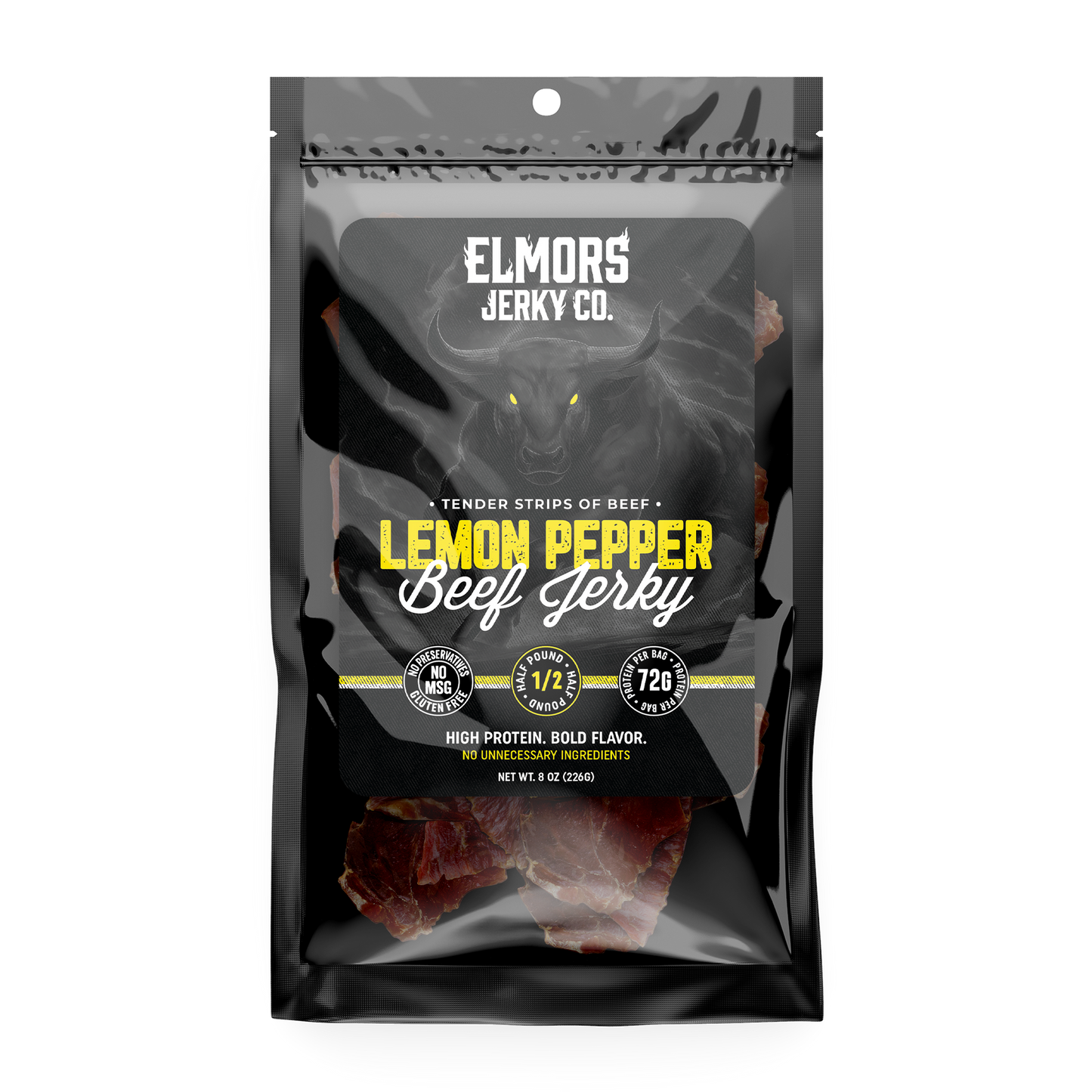 Elmors Jerky co Lemon Pepper 8oz HALF POUND