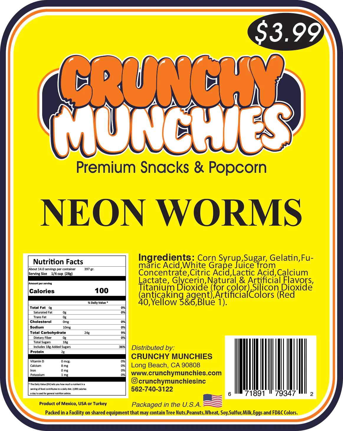 Neon Worms- Crunchy Munchies