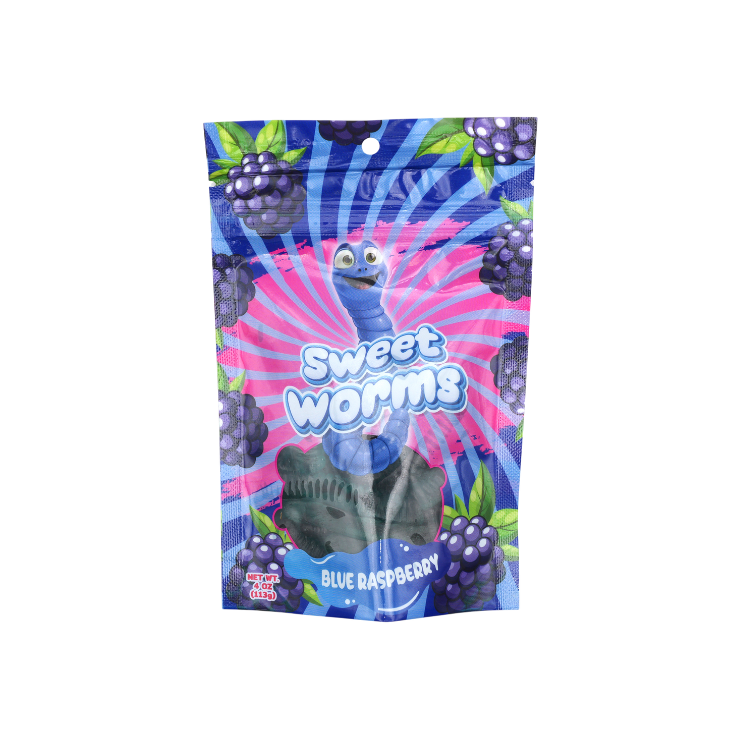 Gummy Worms 4 Oz Bag 12 Pk Blue Raspberry
