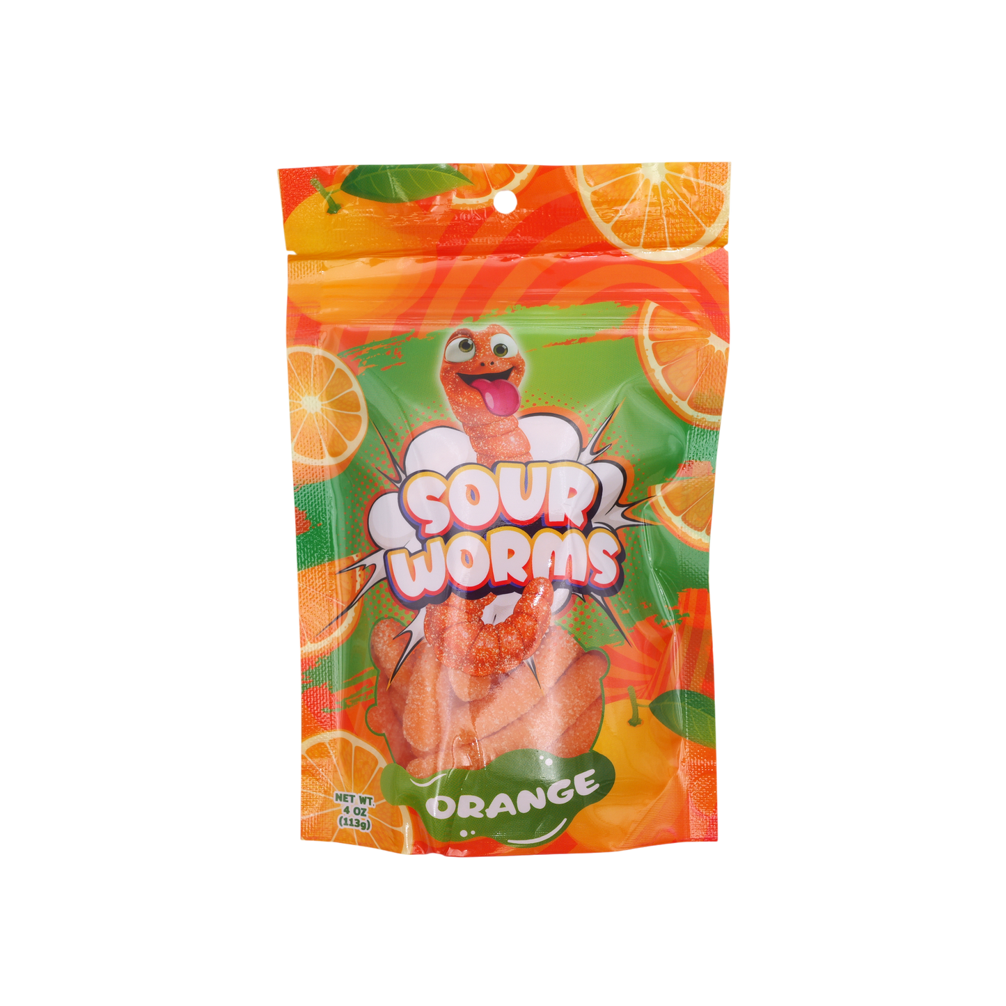 Gummy Worms 4 Oz Bag 12 Pk Sour Orange