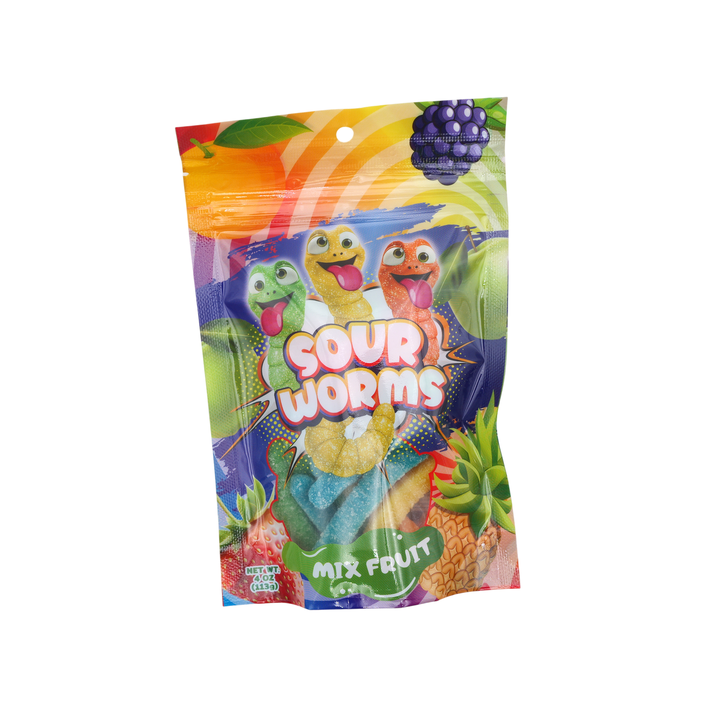 Gummy Worms 4 Oz Bag 12 Pk Sour Assorted