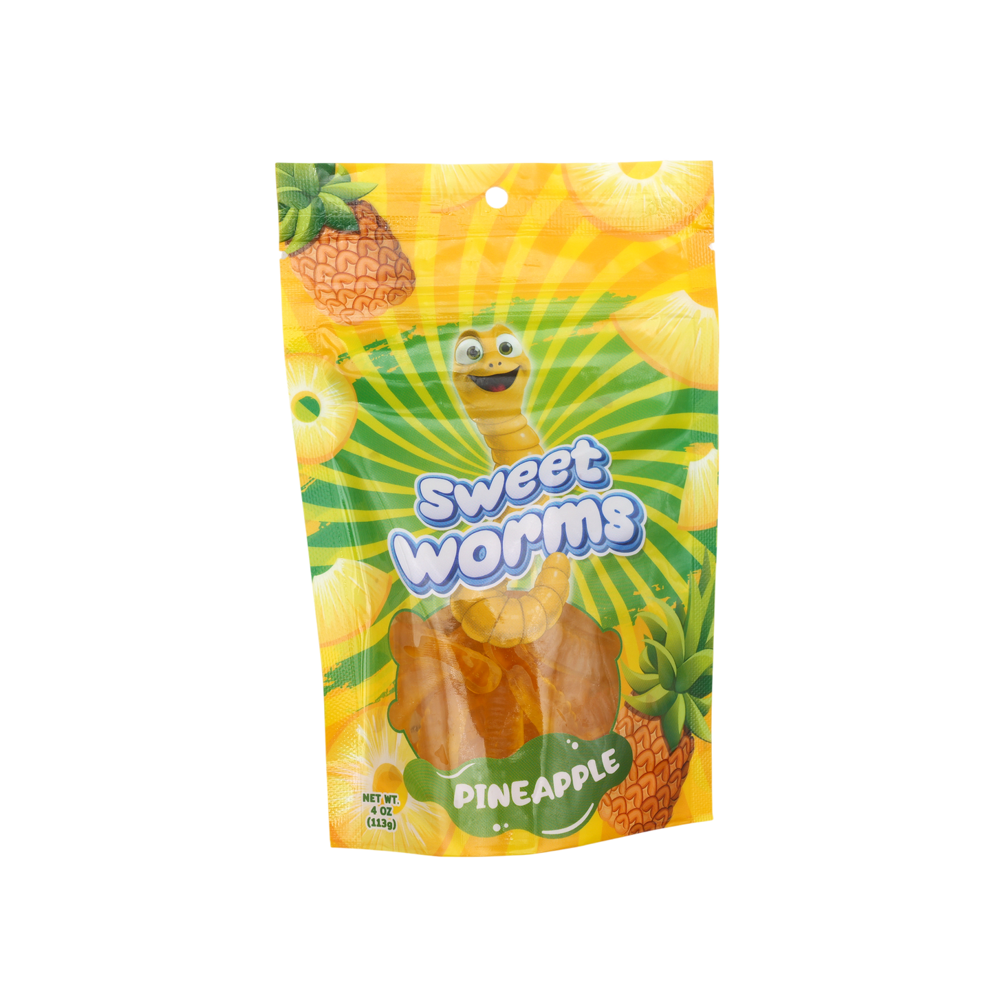 Gummy Worms 4 Oz Bag 12 Pk Pineapple
