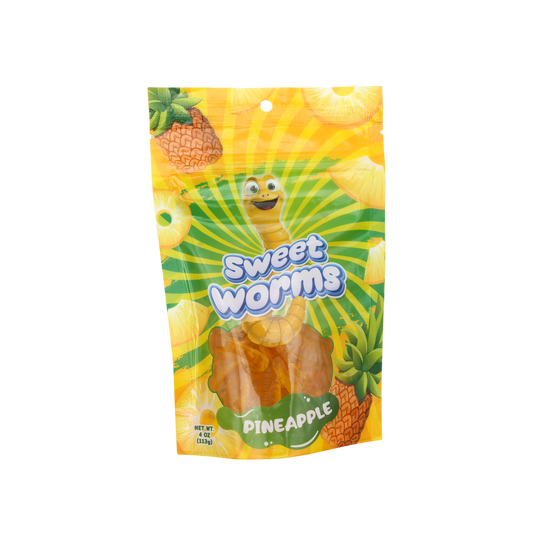 Gummy Worms 4 Oz Bag 12 Pk Pineapple