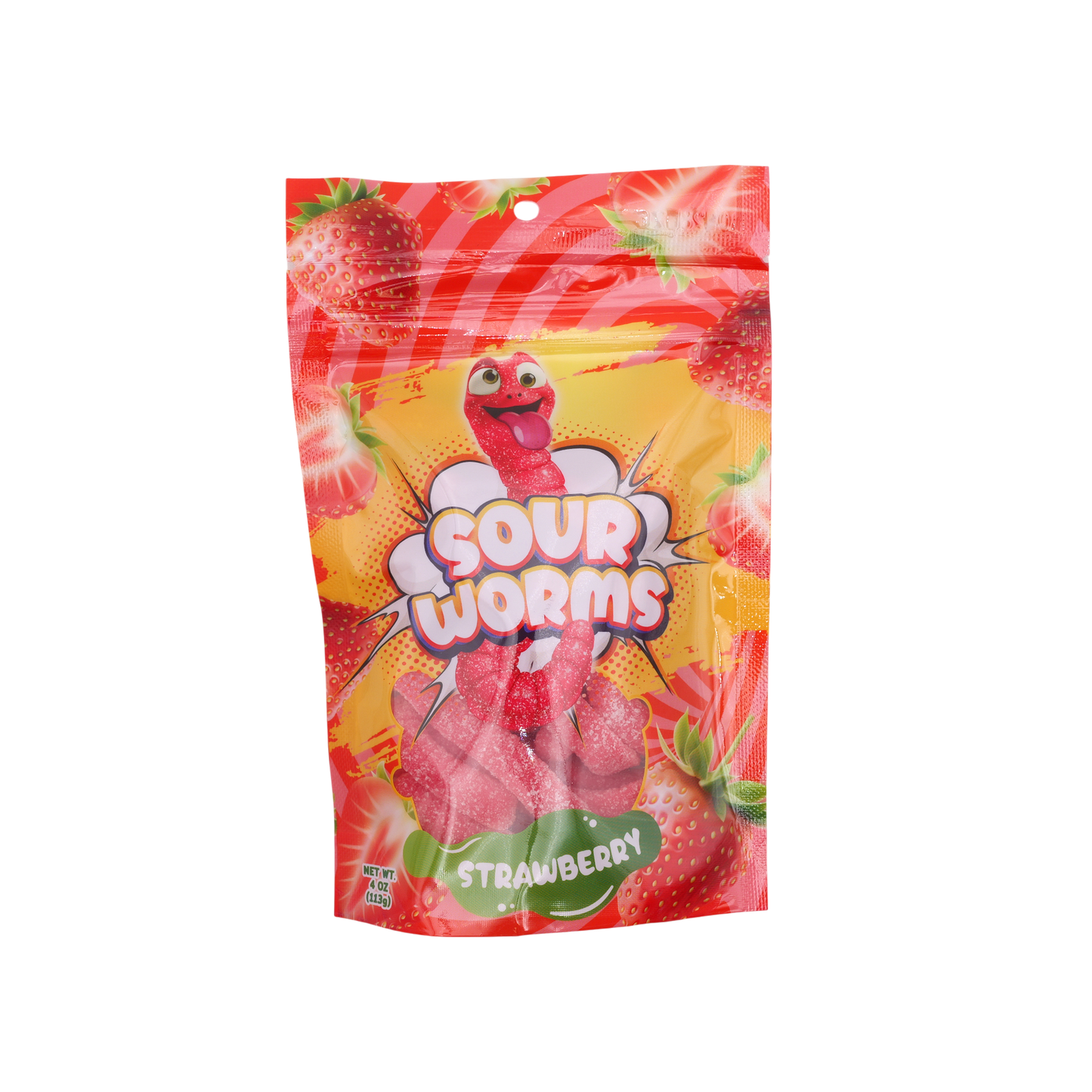 Gummy Worms 4 Oz Bag 12 Pk Sour Strawberry