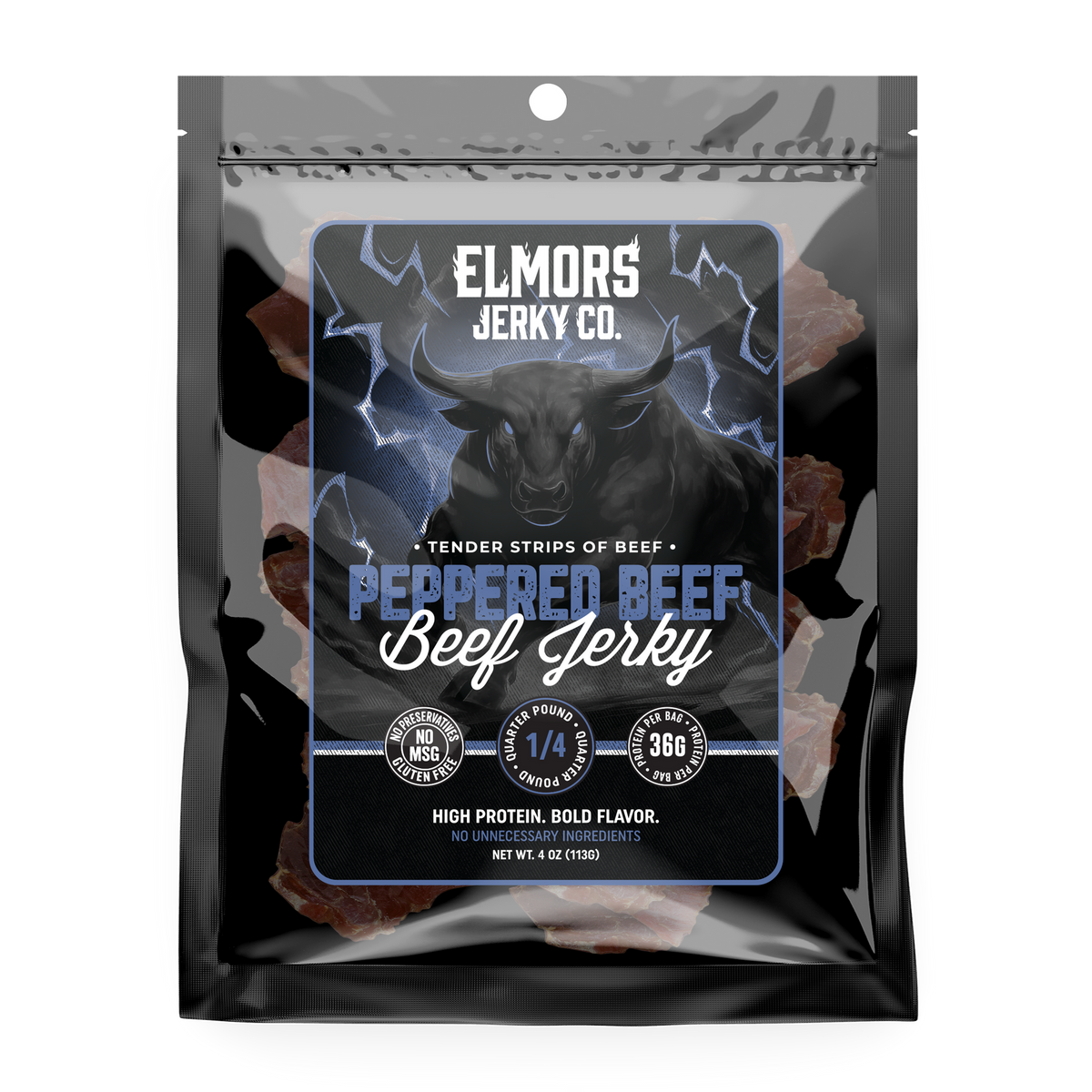 Elmors Jerky co Peppered 4oz