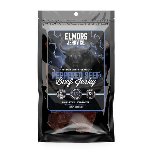 Elmors Jerky co Peppered 8oz HALF POUND