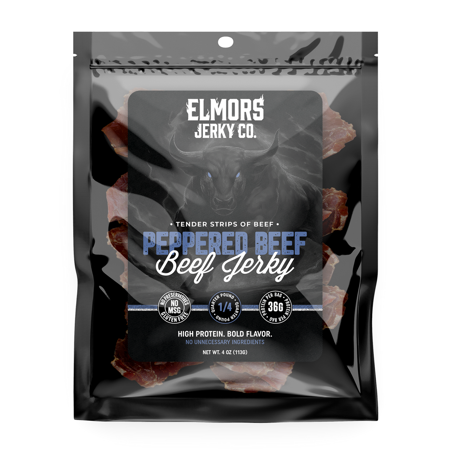 Elmors Jerky co Peppered 4oz