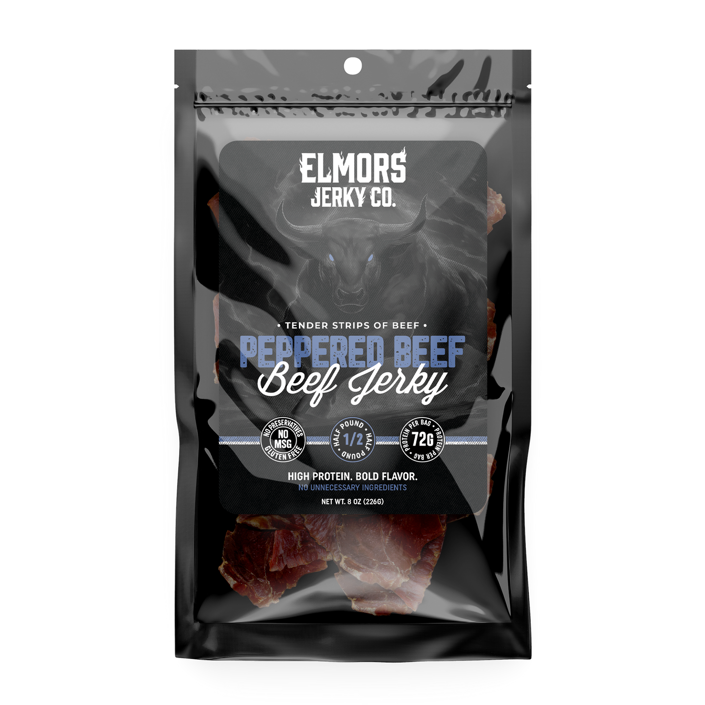 Elmors Jerky co Peppered 8oz HALF POUND