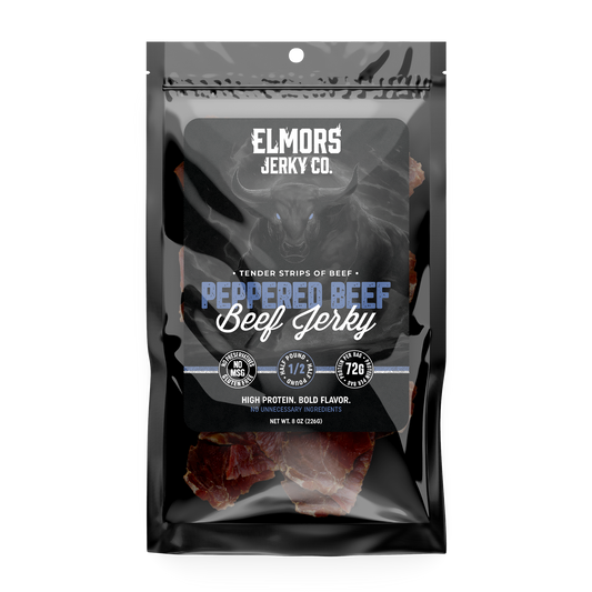 Elmors Jerky co Peppered 8oz HALF POUND