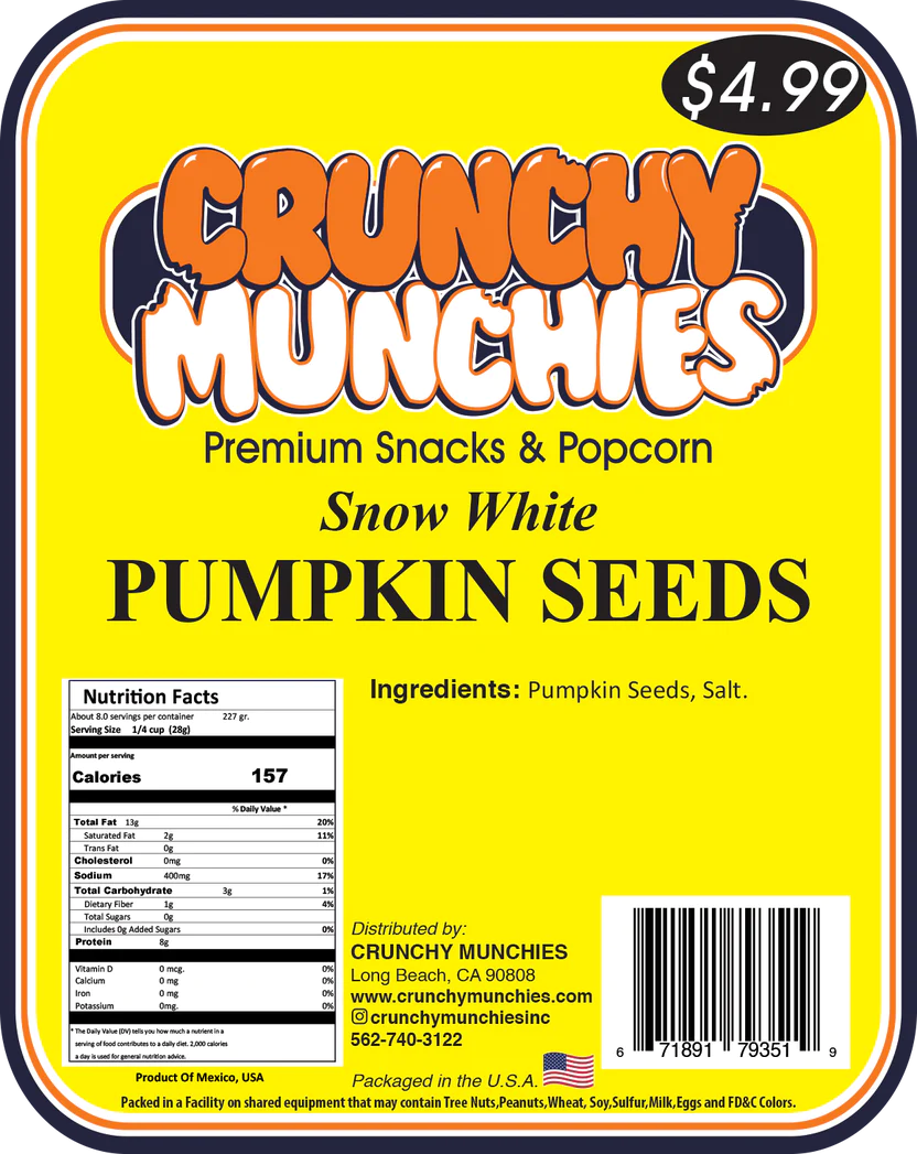Snow Pumpkin Seeds- Crunchy Munchies