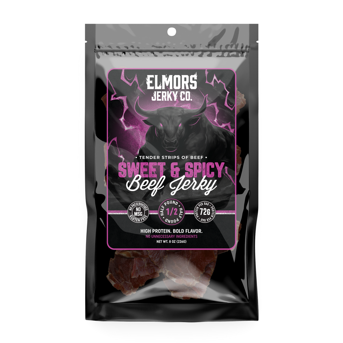Elmors Jerky co Sweet and spicy 8oz HALF POUND