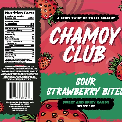 Sour Strawberry Bites  Chamoy club 8oz