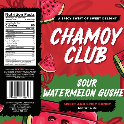 sour gushis flavors watermelon Chamoy club 25count